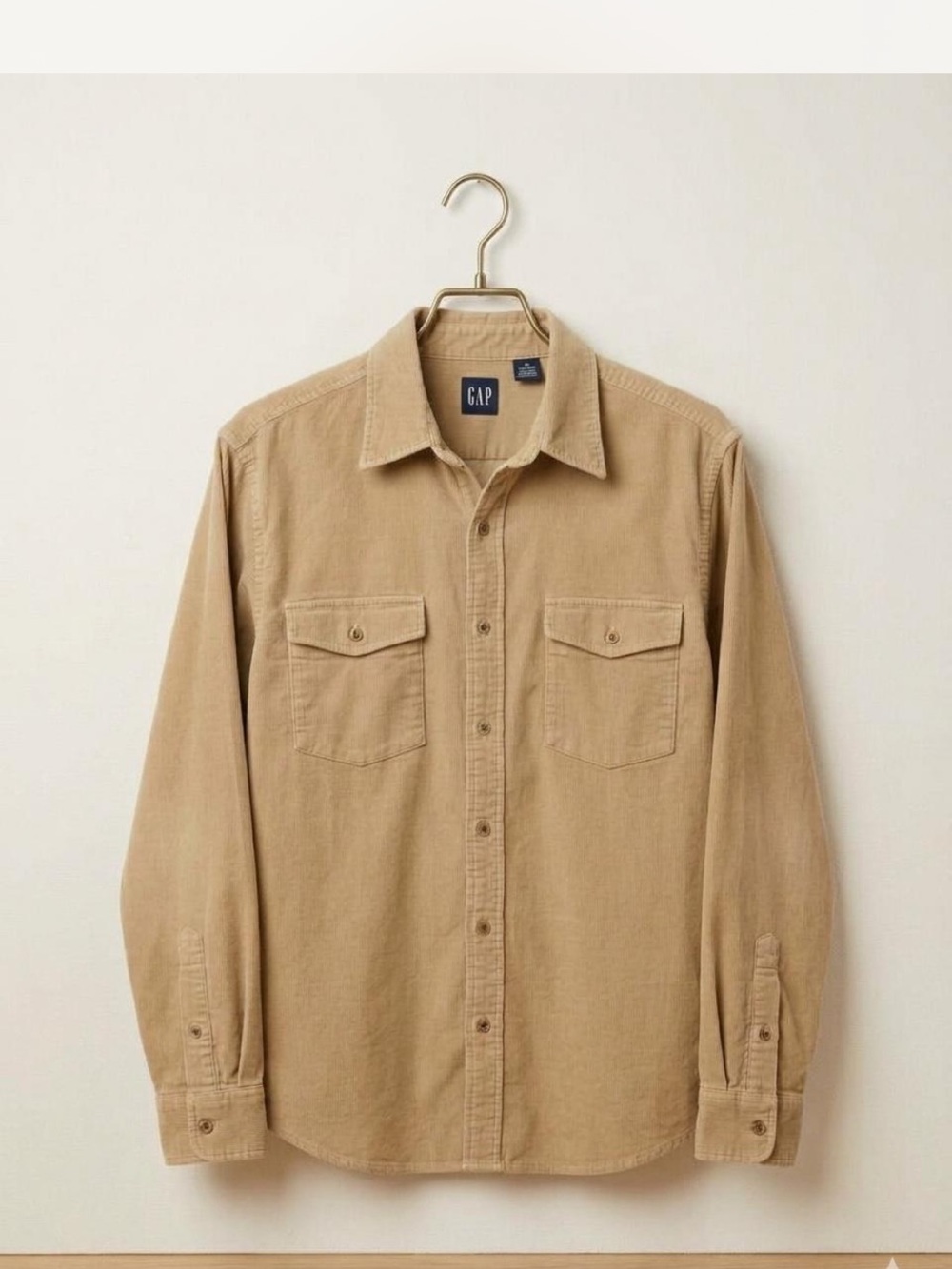 GAP Men's Beige/Tan Corduroy Button-Down Shirt